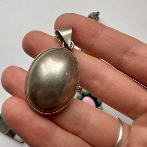 Sterling Silver Mexican Solid Oval Pendant